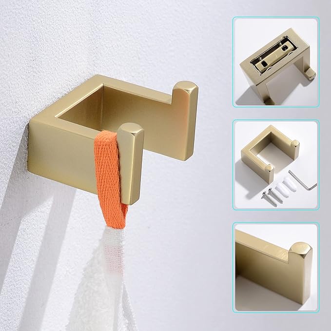 Gold Towel Bar Set 4 Pieces Bathroom Hardware Set Wall Mounted Stainless Steel