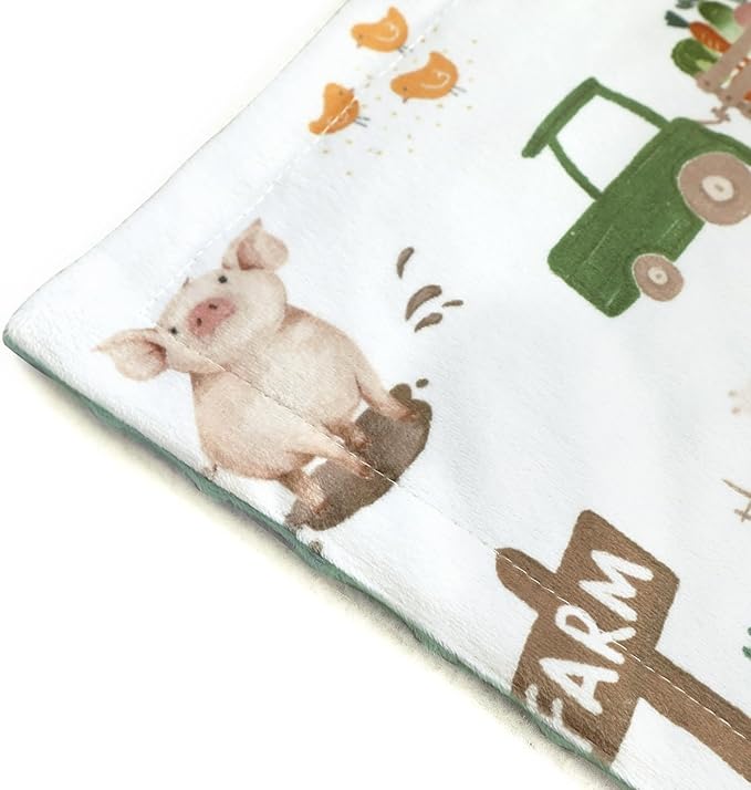 HOMRITAR Baby Blanket for Boys Girls Soft Plush Minky Toddler Blanket with Double Layer Dotted Backing, Cute Farm Cow Multicolor Printed 30 x 40 Inch (75 x 100 cm)