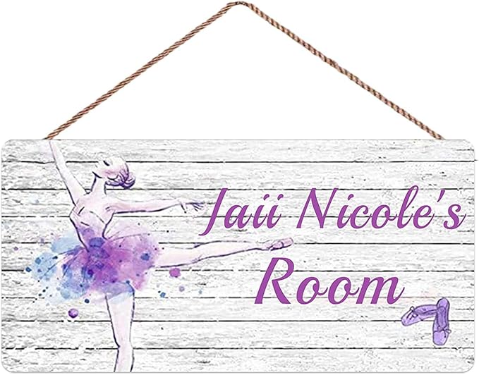 XIUXZMM Personalized Sign Ballet Sign, Dance Ballerina Girl's Room Sign, Customized Kid's Name Kids Door Sign Nursery Art
