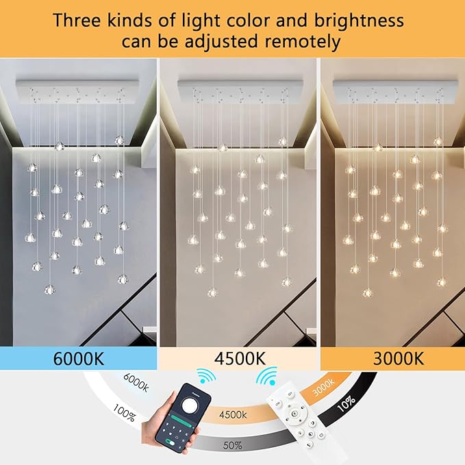 LED Rectangular Chandeliers for Ding Room Light Dimmable Living Room High
