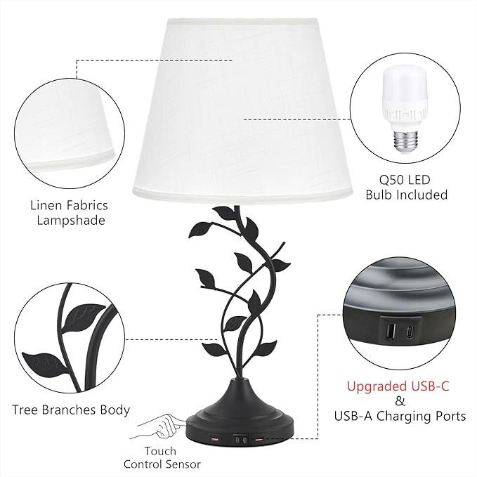 Kakanuo USB Touch Table Lamp Bedside Lamp
