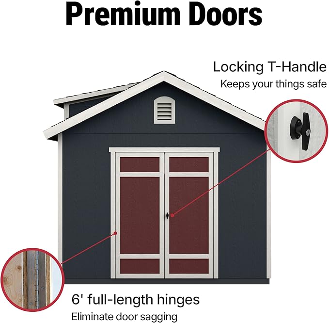 Handy Home Products Designer 12x10 Wooden Storage Shed with Dormer, Windows, and Floor Kit- Paint and Shingles not Included