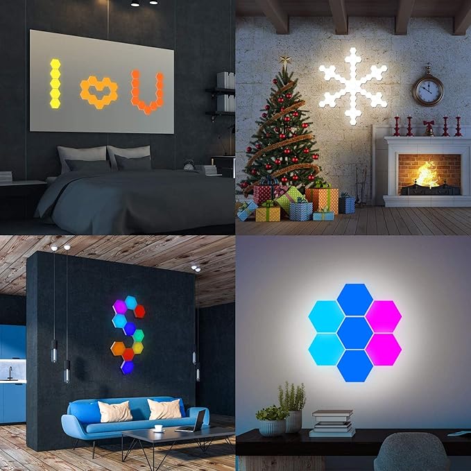 Hexagonal Wall Light Modular Touch Sensitive Lights Creative Geometry Assembly