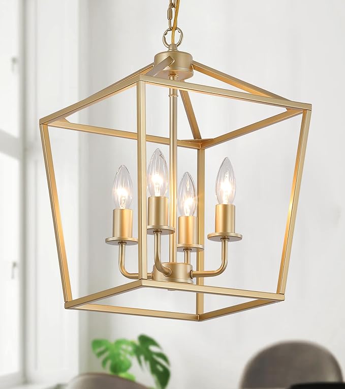 Industrial 4 Lights Chandelier, Dining Room, UL Listed