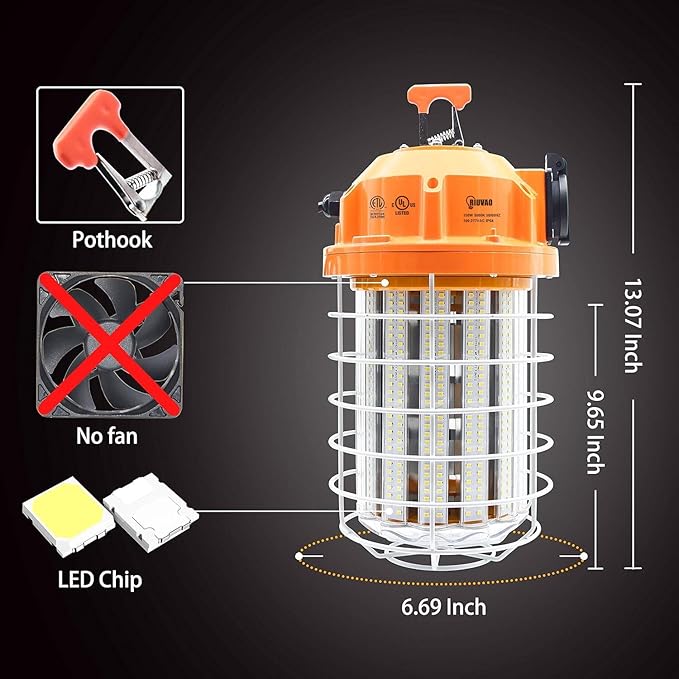 100W LED Temporary Work Light Fixture 16000 Lumen Daylight White 5000K