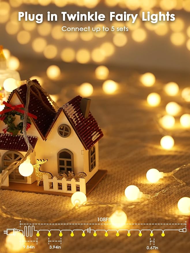 300LED Connectable Globe String Lights Indoor Outdoor
