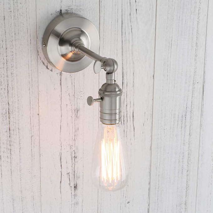 PERMO Vintage Industrial Pole Wall Mount Mini Single Sconce Metal Wall Sconces