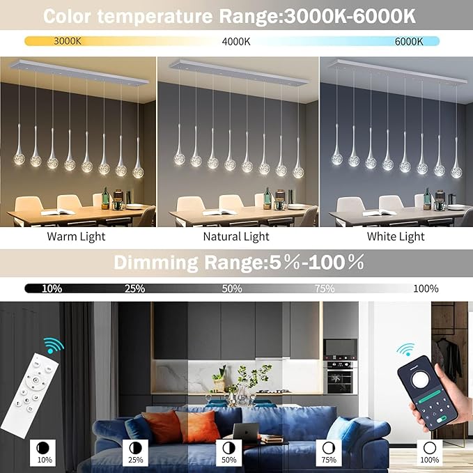 8 Light Modern Glam Crystal Rectangular Chandelier