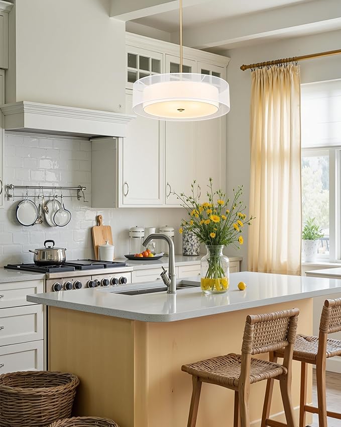 VONLUCE Drum Chandelier, Modern Ceiling Light Fixture
