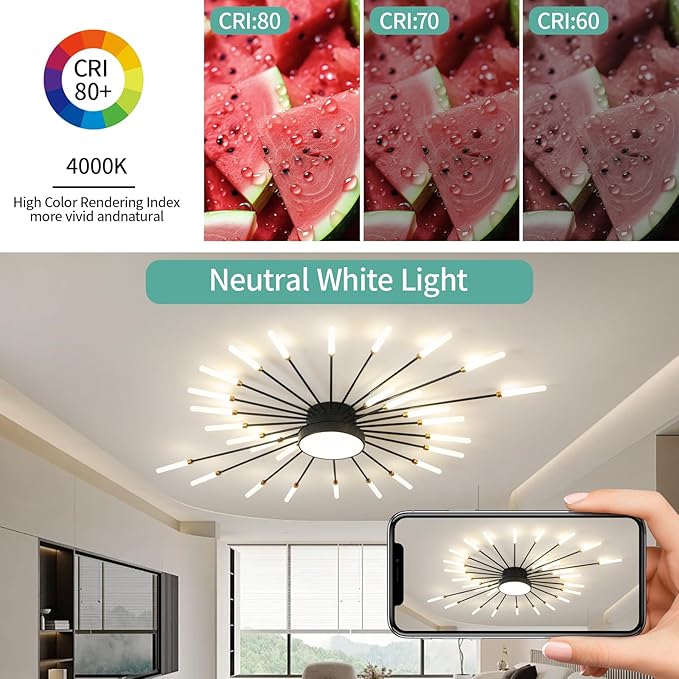 ziidoo Modern Ceiling Light, 28+1 Lights Metal Firework Designed Chic Led