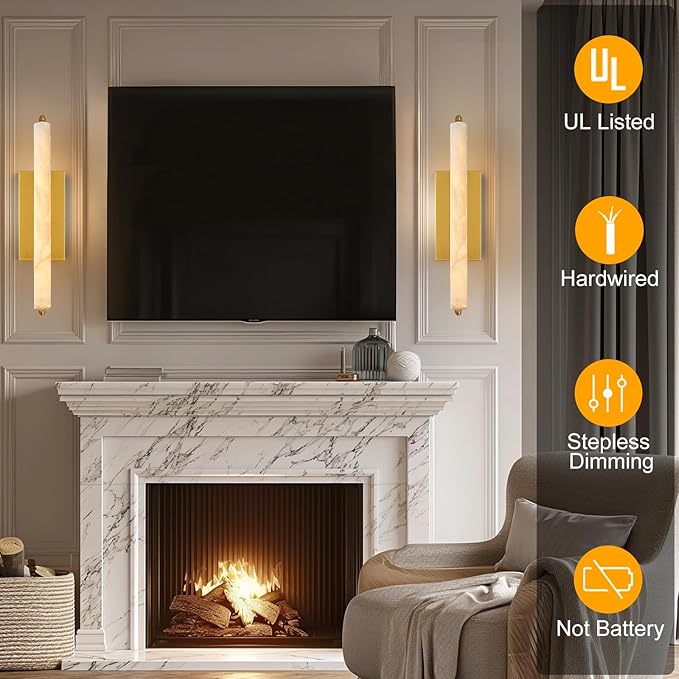 Alabaster Wall Sconce, Brass Alabaster Single Sconces, Indoor Wall Lighting