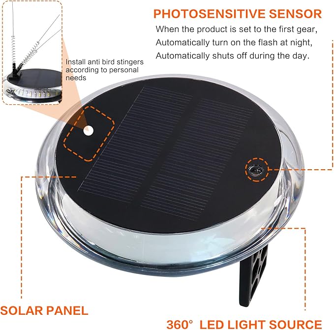 Outdoor LED Navigation Lights 6 Modes Multifunctional IP67 Waterproof Solar