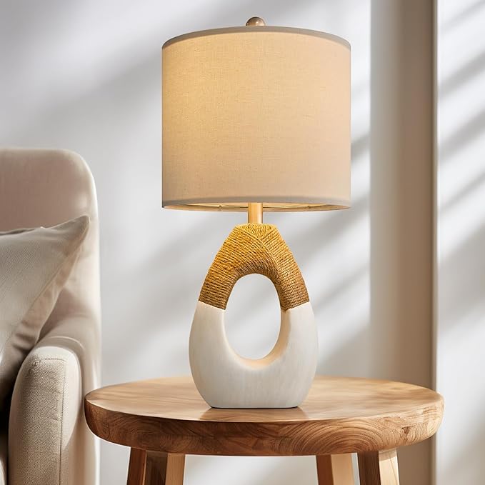 OYEARS 19” Boho Table Lamps Bedroom Living Room, Suitable