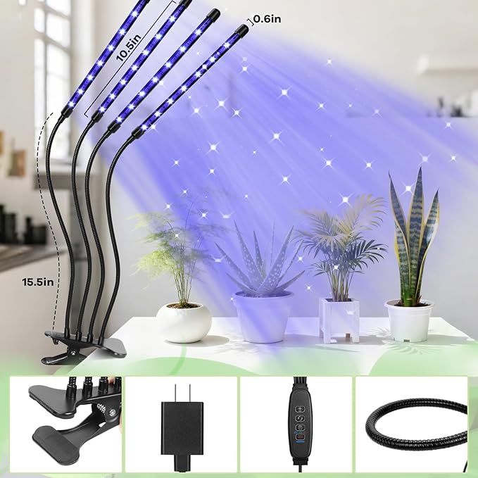 Led Grow Lights, 4 Heads Red Blue Plant Light