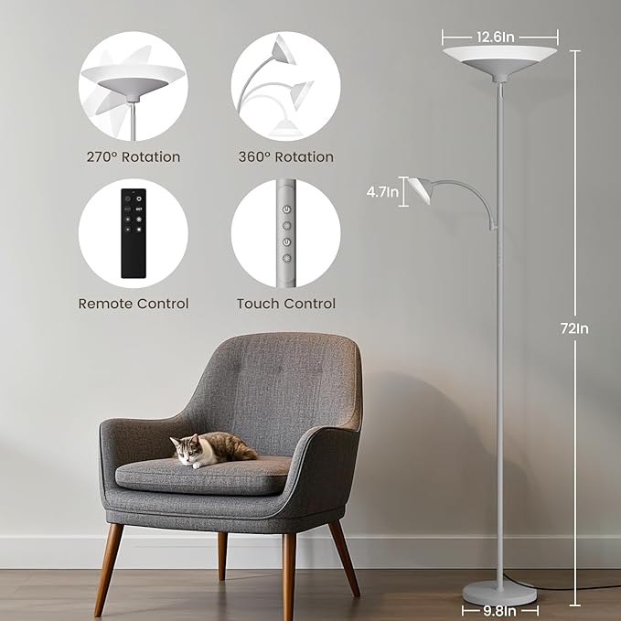 Sliver Gray Torchiere Floor Lamp