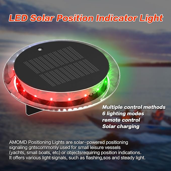 Outdoor LED Navigation Lights 6 Modes Multifunctional IP67 Waterproof Solar