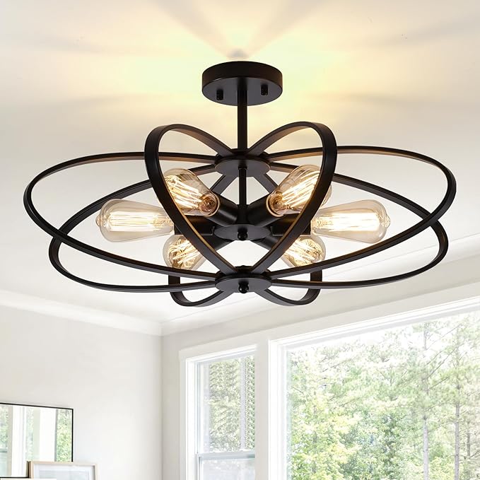 Semi Flush Mount Ceiling Light Fixture Chandelier 6-Light Kitchen Ceiling