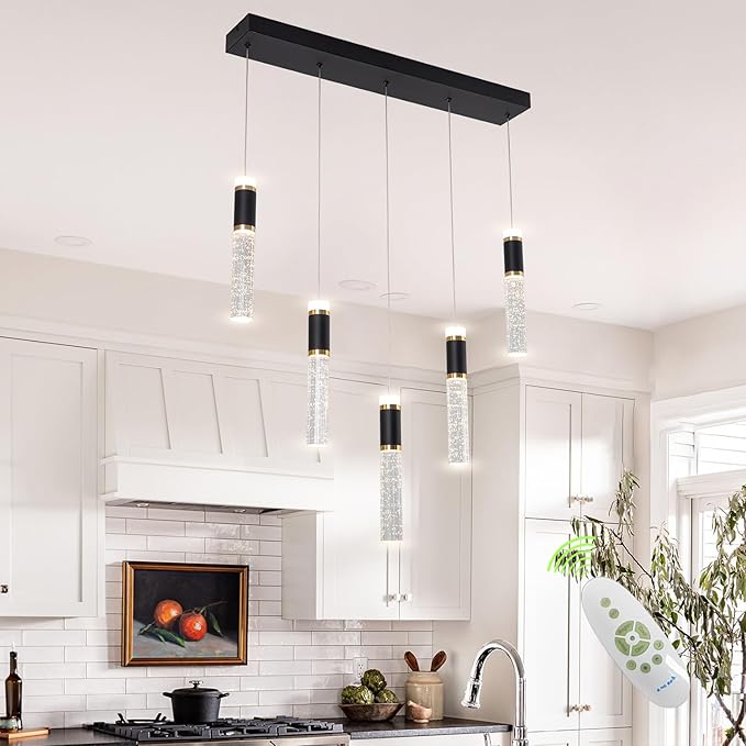 5-Light Modern LED Chandelier, Dimmable Hanging LED Pendant Light