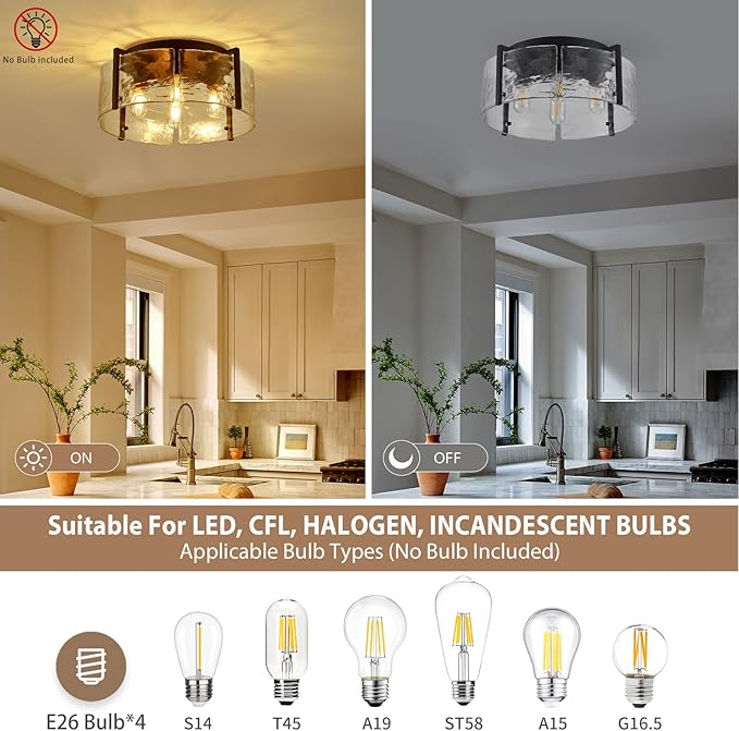 17.3“ Semi Flush Mount Ceiling Light Fixture