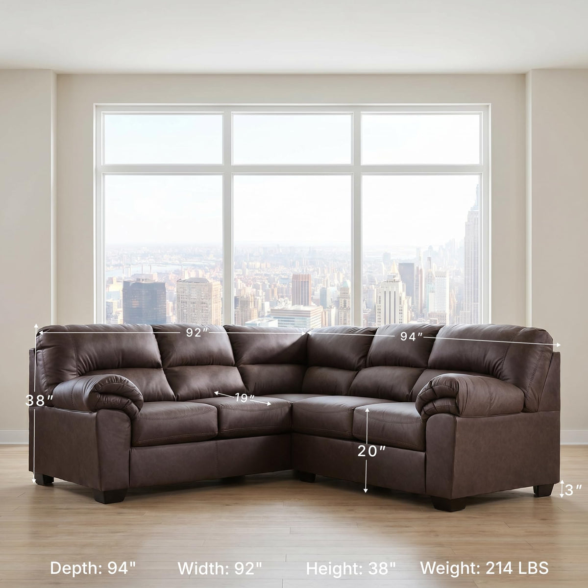 2 Piece Faux Leather Sectional Sofa