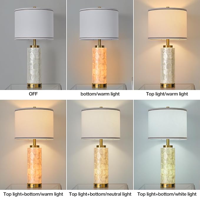 AIDENOEY 26" Modern Art Glass Table & Bedside Lamp, Stepless Dimmable Base +