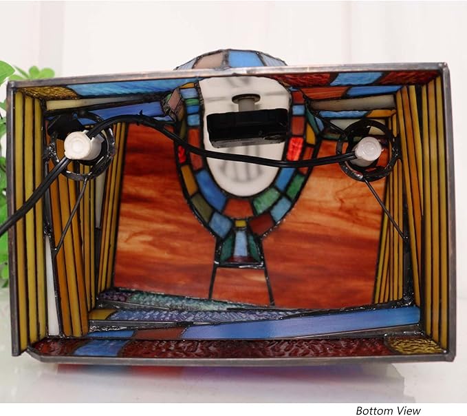 Bieye L12015 Melting Clock Draped Over a Stack of Books Tiffany Style Stained