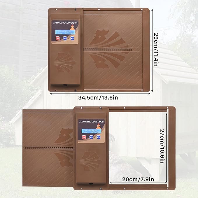 Large Automatic Chicken Coop Door, Side Opening Poultry Entry with Timer Control, Anti-Pinch Safety, Battery or USB Power, LCD Screen, Quick Install for Backyard Chicken House