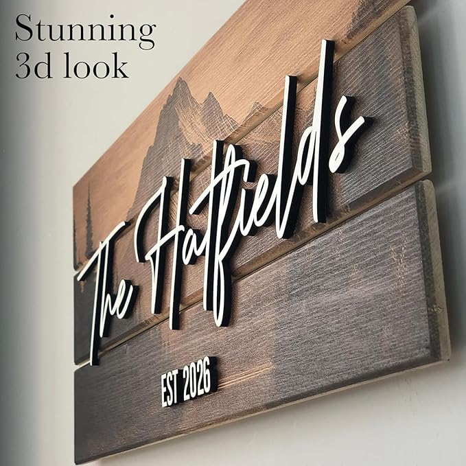 Personalized Custom Wood Name Sign for Home, Office, Nursery, Wedding, Babby Shower, Modern Rustic, Plywood, Small