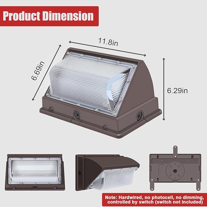 120W LED Wall Pack Outdoor, Super Bright Wallpack Lights, 5000K IP65 Waterproof