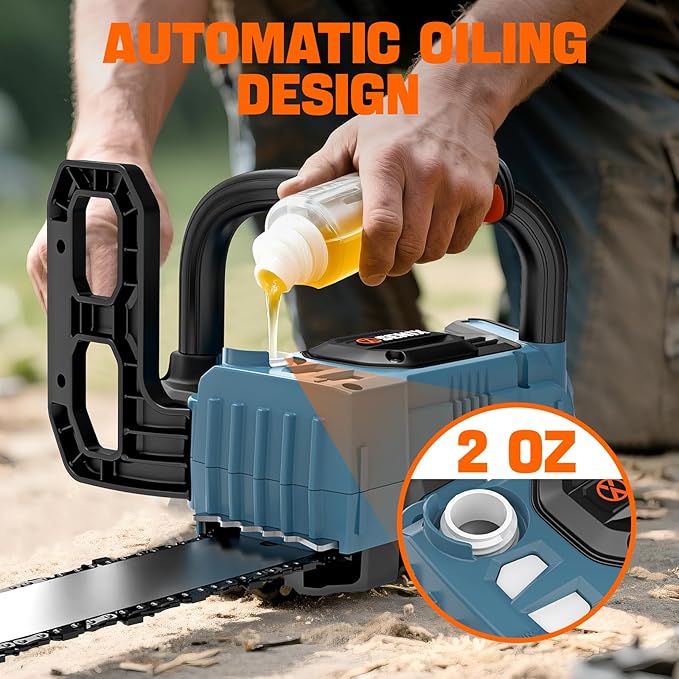 SENIX Chainsaw Cordless, 20V 10" Battery Chainsaw, Brushless Chain Saw, Includes 2.5Ah Battery & Charger, Garden Tool for Tree, Pruning, Branch Cutting, Yard, Fathers Day Gift, CSX2-M1