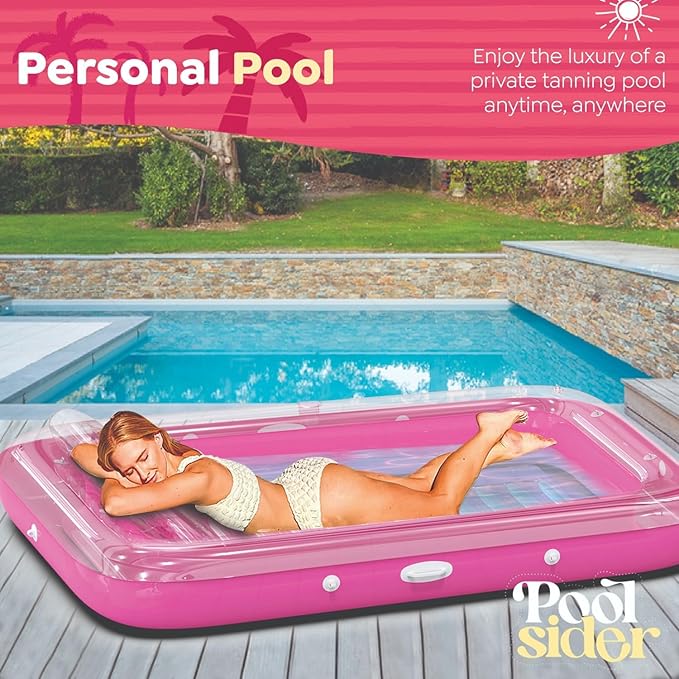 Premium Inflatable Tanning Pool Lounger | Inflatable Tanning Bed for Adults - 4 in 1 Multipurpose Suntan Tub | Pool Floats Adults, Inflatable Pool Float | Tanning Float - Sunbathing Pool Raft
