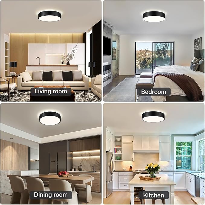Dimmable Black LED Large Flush Mount Ceiling Light, 5CCT 2700K-6000K Ceiling