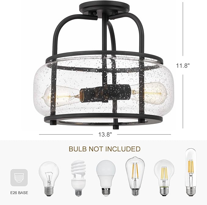 Elisha 2-Light Semi Flush Mount Ceiling Light