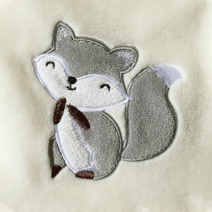 CREVENT 30''X40'' Light Cozy Plush Fluffy Warm Fleece Receiving Baby Blanket for Infant Toddler Crib Cot Stroller, Baby Birthday Ivory Fox