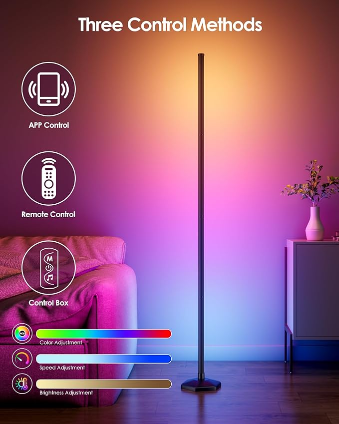 Corner Floor Lamp, Dimmable LED Corner Lamp