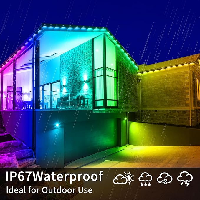 300ft Permanent Outdoor Lights, RGB Eave Lights, Music Sync IP67 Waterproof