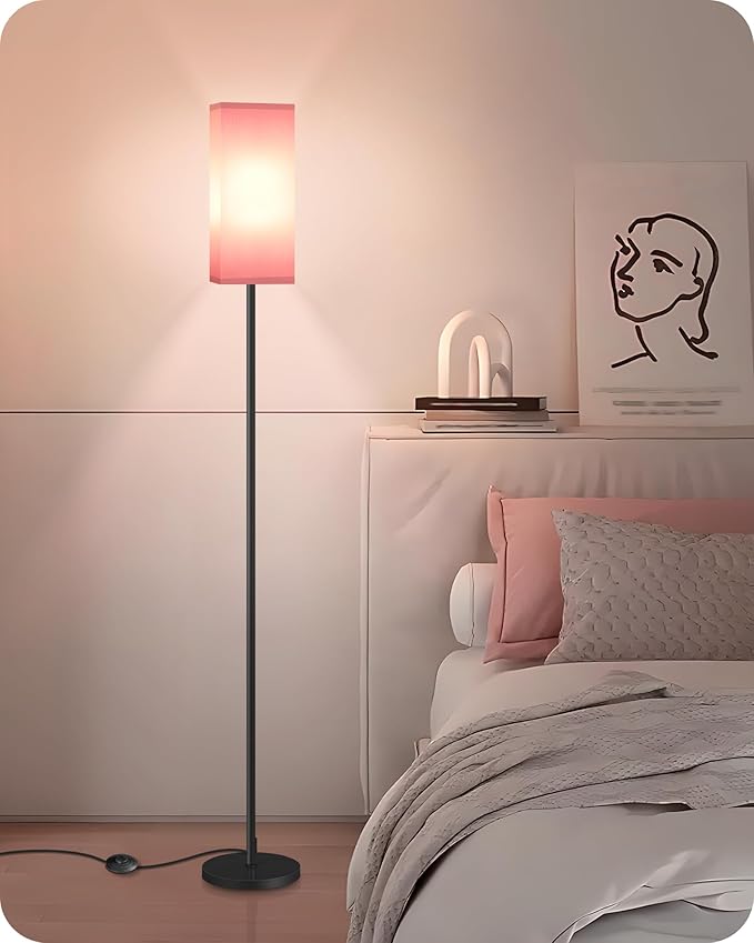 Floor Lamp, Pole with Foot Switch, Modern Standing Lamp Shade, Minimalist