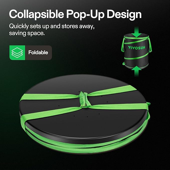 VIVOSUN 47-Gallon Collapsible Trash Can, Reusable Pop-Up Garden Bag with Hard-Shell Bottom, Leaf Scoops and Gloves, Yard Waste Container for Lawn Care and Camping, 2-Pack