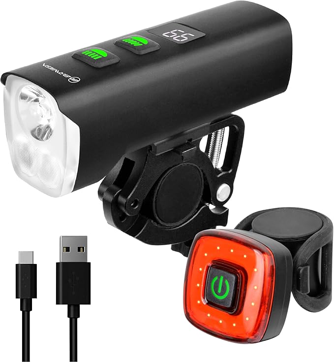 1500 Lumens USB Rechargeable LED Bike Light Set, Powerful Bicycle Front