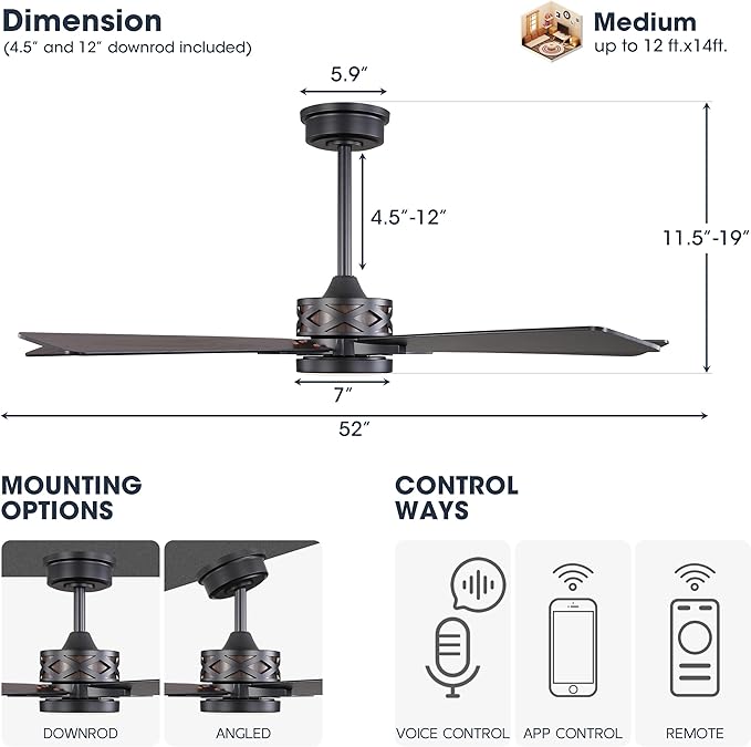WINGBO 52" Smart Ceiling Fan