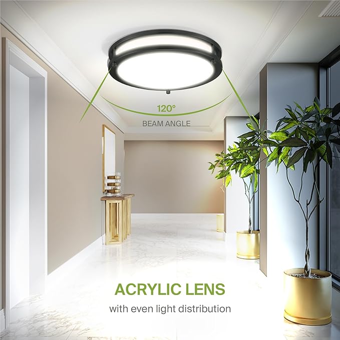 ASD LED 12" Round Flush Mount Lighting, Close to Ceiling Light Fixture | 3CCT