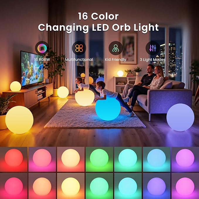 LOFTEK 12-inch LED Dimmable Light Ball: Waterproof Floating Pool Lights