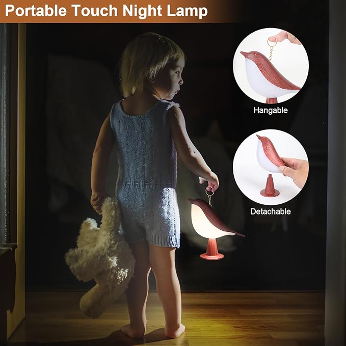 VoMii Bird Table Lamp, Small Desk Lamp Cordless Touch Dimmable Night Light