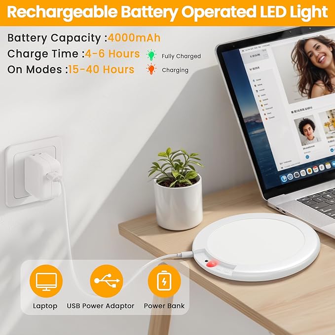 SunRider 4-Pack Rechargeable Motion Sensor LED Ceiling Light