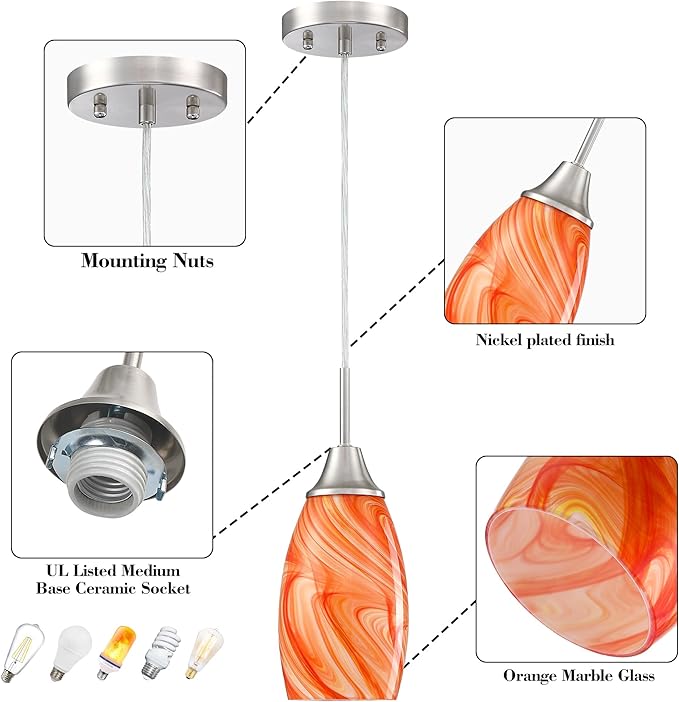 Mini Glass Pendant Light 4.72"