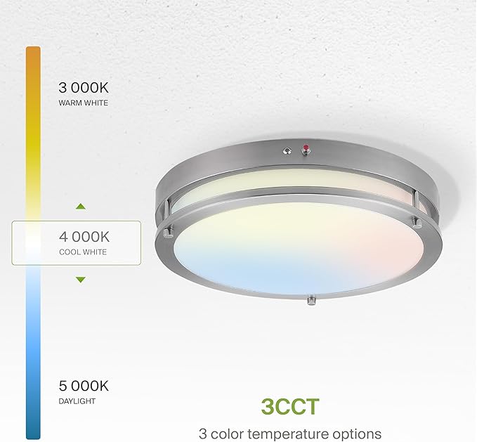 ASD LED 16" Round Flush Mount Lighting, Close to Ceiling Light Fixture | 3CCT