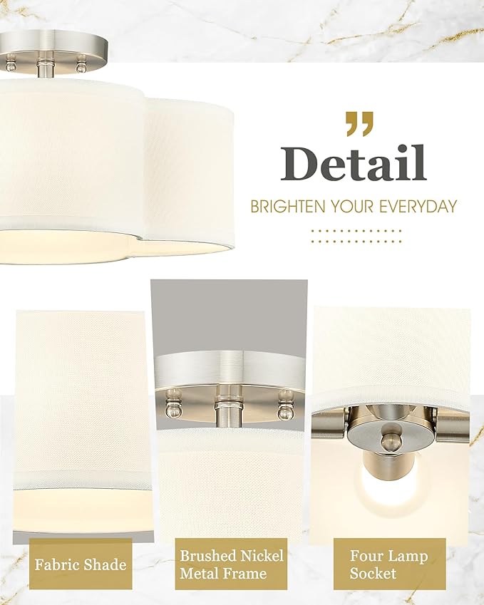 Semi Flush Mount 4-Light 14Inch Ceiling Lights