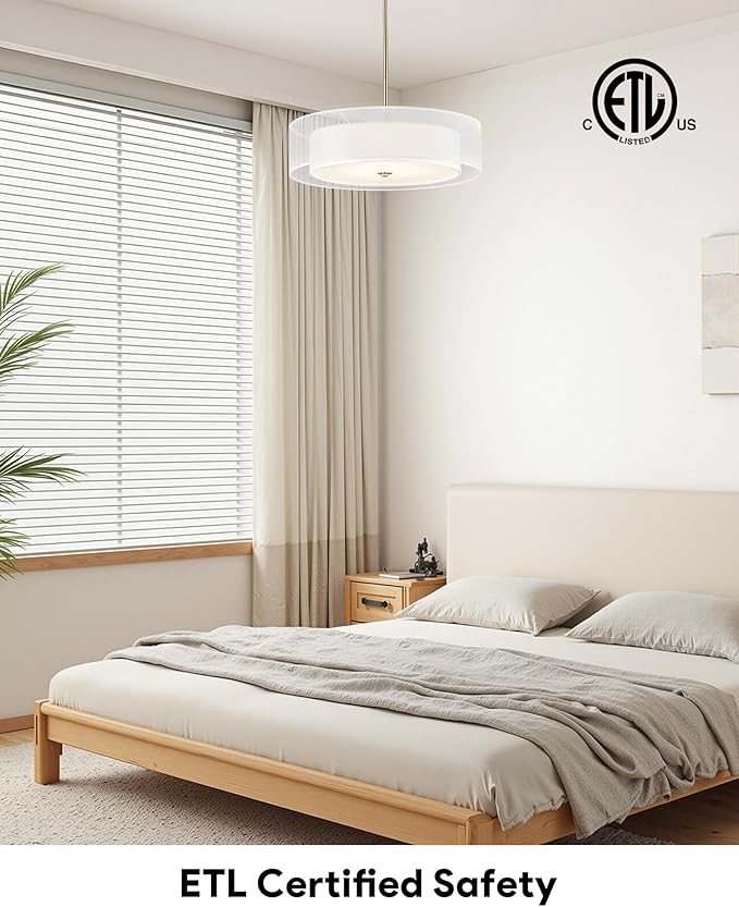 VONLUCE Drum Chandelier, Modern Ceiling Light Fixture
