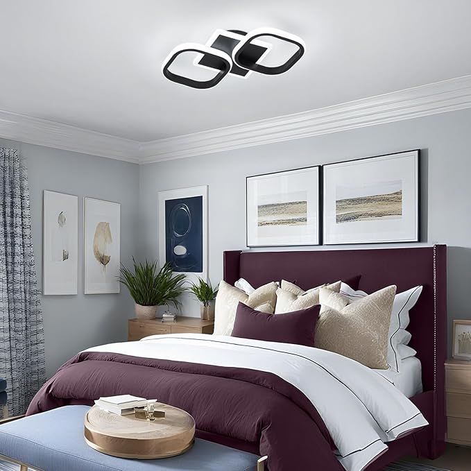 ElDISUNY Modern LED Ceiling Lights, 30W Black Square Ceiling Lights Fixture