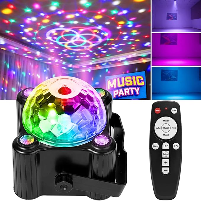 Disco Ball Party Lights Sound Activated Strobe DJ Stage Lighting